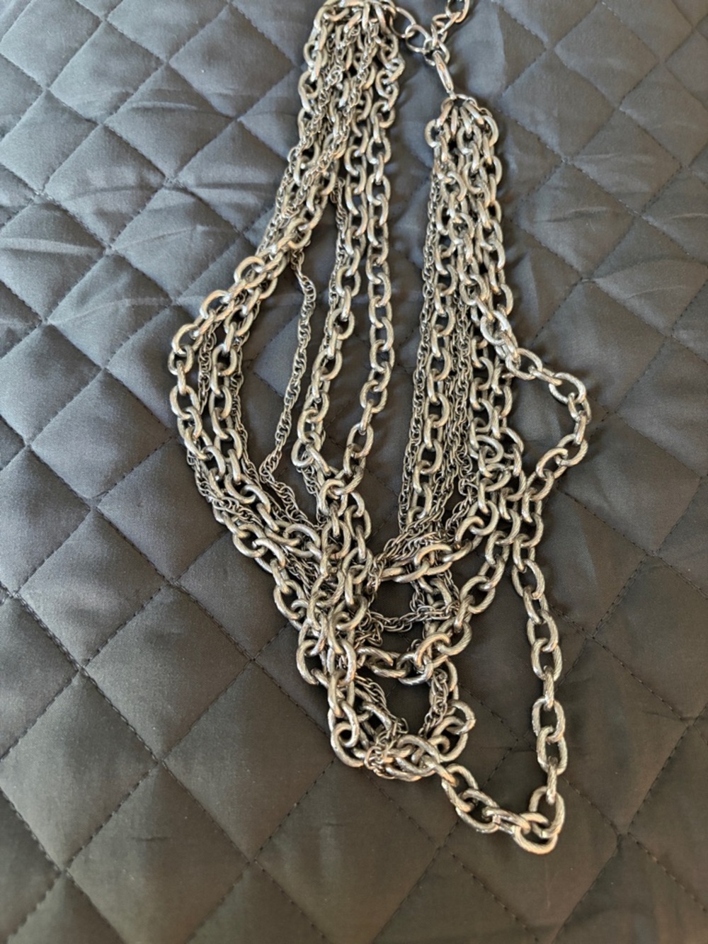 Multi-Strand Silver Chain Necklace - Elegant Layered Women’s Jewelry